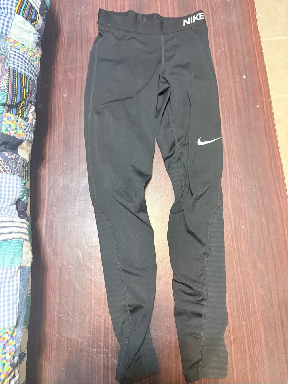 Nike Black Women's Leggings with White Swoosh